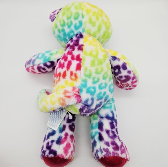 BAB BUILD-A-BEAR | rainbow cheetah leopard print cat stuffed animal with pajamas - Picture 7 of 10